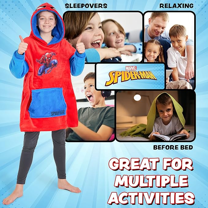 Spiderman Oversized Blanket Hoodie for Kids and Teens