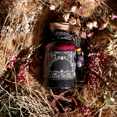 Ancient Witch Bath Spell Potion & Amethyst Crystal Amulet - Seduction