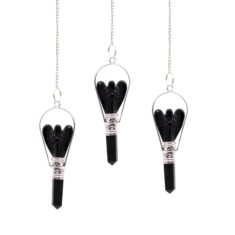 Angel Pendulum with Ring - Black Agate