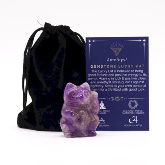 Gemstone Lucky Cat - Amethyst