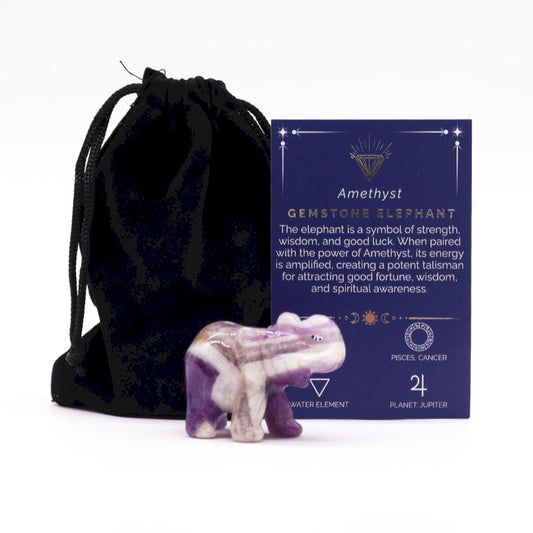 Gemstone Lucky Elephant - Amethyst