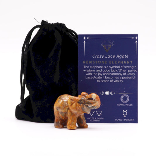 Gemstone Lucky Elephant - Crazy Lace Agate