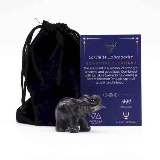 Gemstone Lucky Elephant - Larvikite Labradorite
