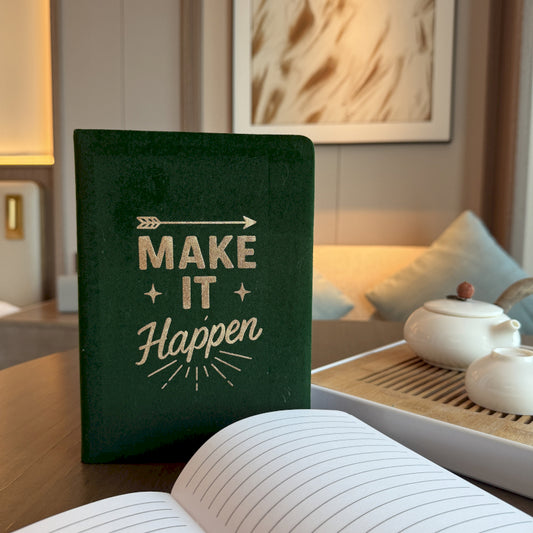 Make it Happen Velvet Notebook (Dark Green)