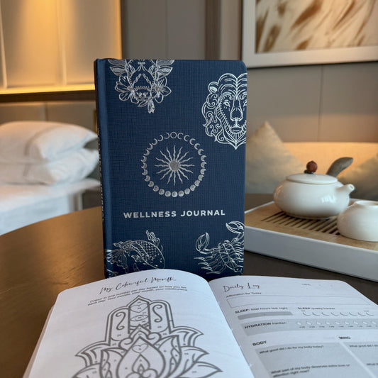 Midnight Blue Wellness Journal: Silver Zodiac