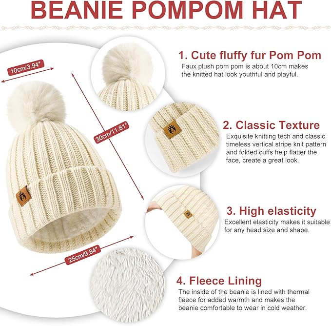 Niwicee 5-Piece Knitted Hat & Scarf Set