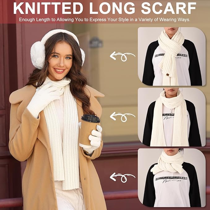 Niwicee 5-Piece Knitted Hat & Scarf Set