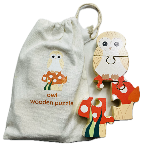 Owl Wooden Puzzle In Storage Bag