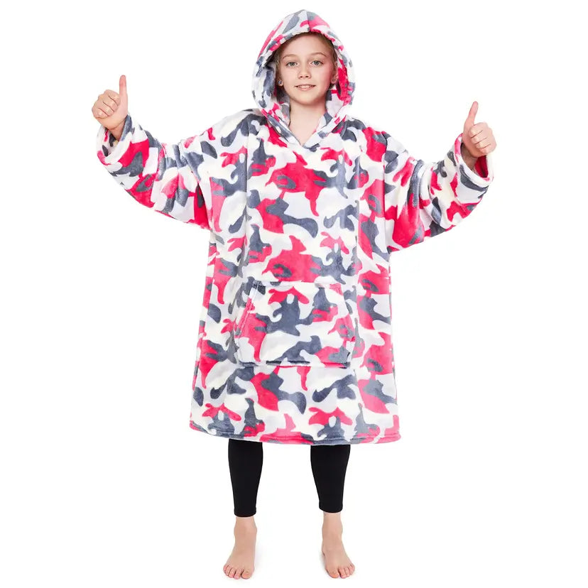 Girls Oversized Sloth Hoodie Blanket