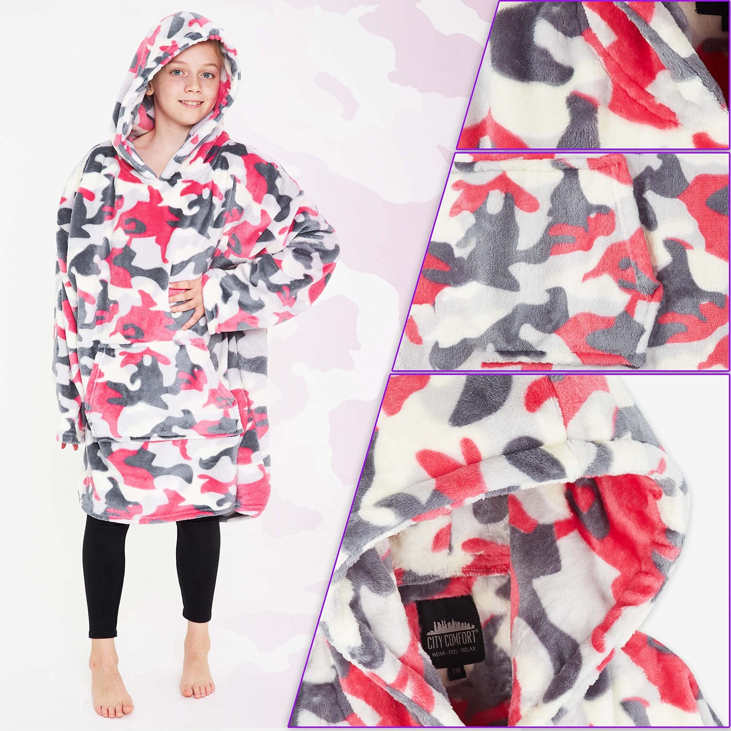 Girls Oversized Sloth Hoodie Blanket