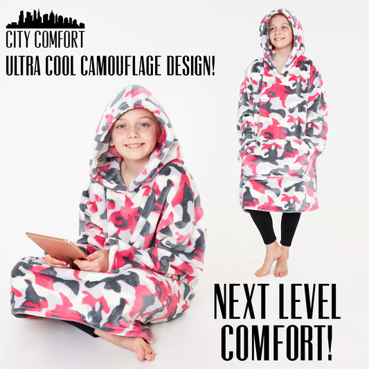 Girls Oversized Sloth Hoodie Blanket