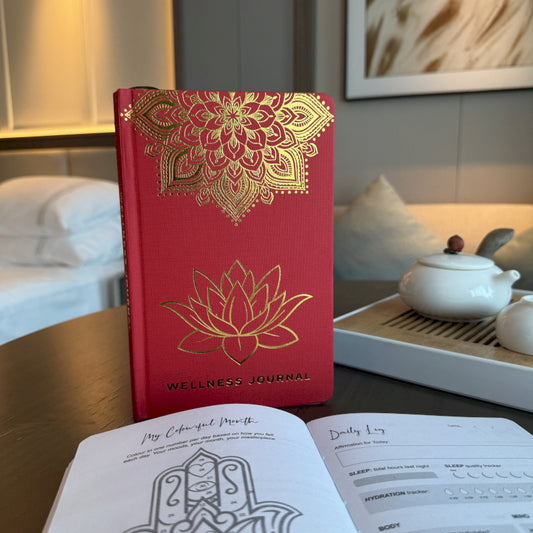 Red Wellness Journal: Golden Mandala and Lotus