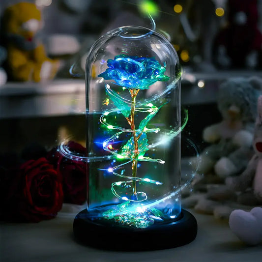 Blue Rotating Christmas Flower Gift
