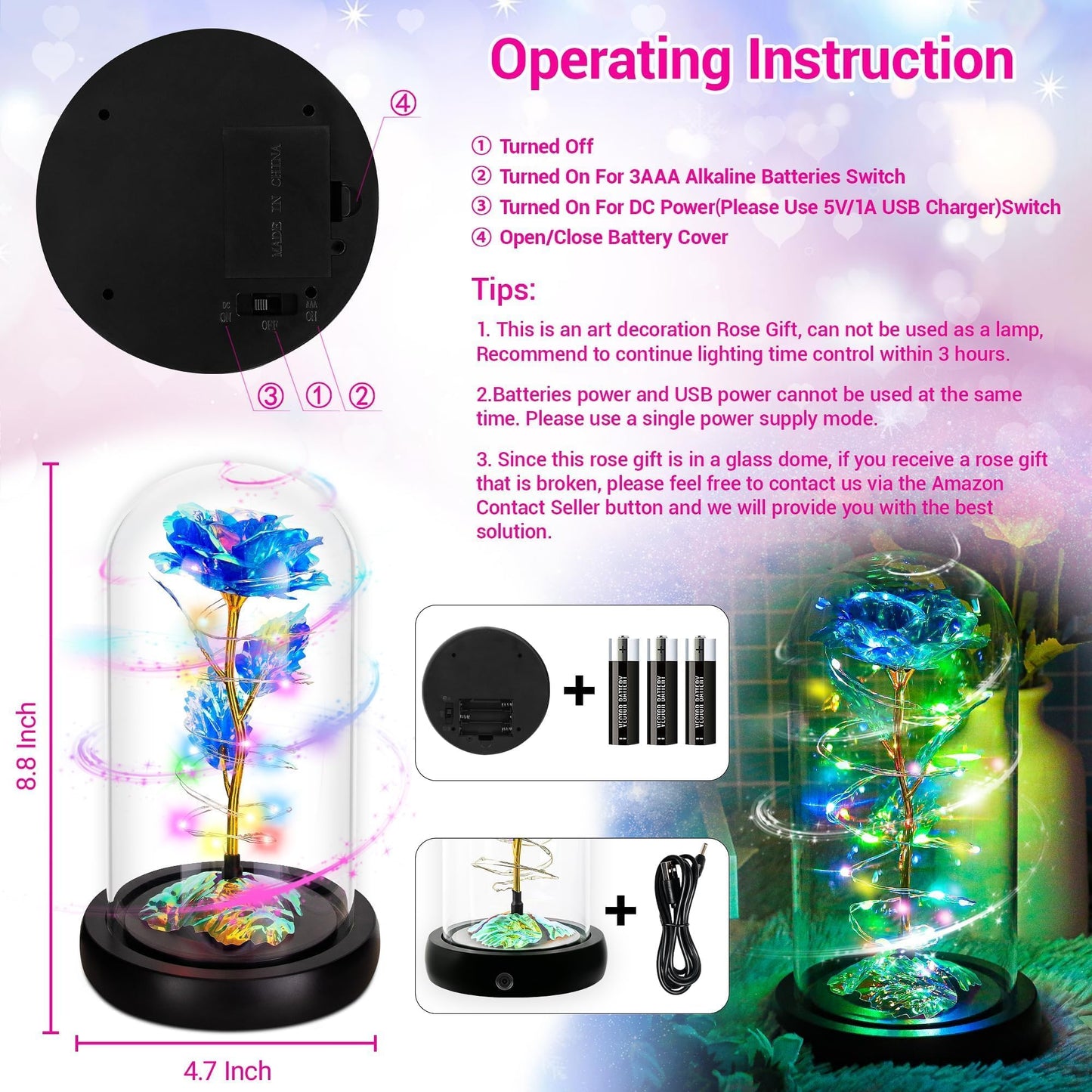 Blue Rotating Christmas Flower Gift