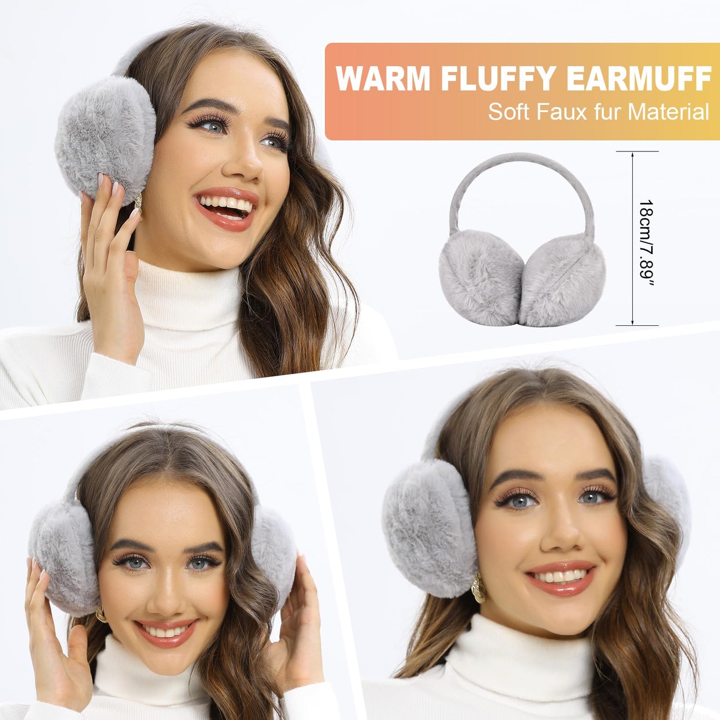Winter Warm Knitted Hat, Scarf, Gloves, Earmuffs & Socks Set for Women - Grey