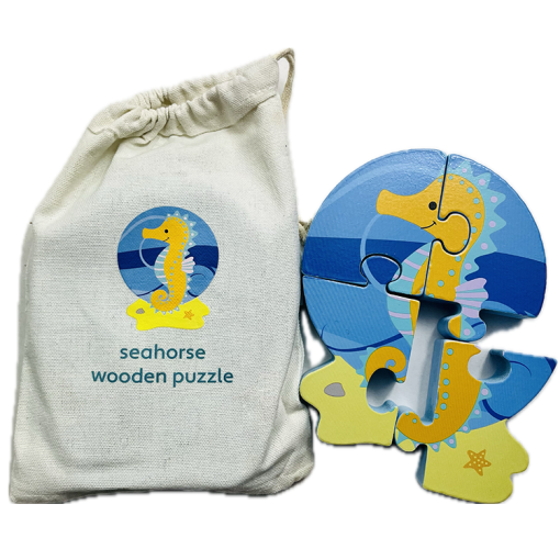 Seahorse Wooden Puzzle In Storage Bag