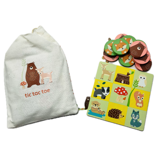 Wooden Tic Tac Toe Game In Bag